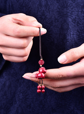 高含量朱砂紫金砂生肖马手机挂件钥匙扣包挂件本命年小挂坠护身符