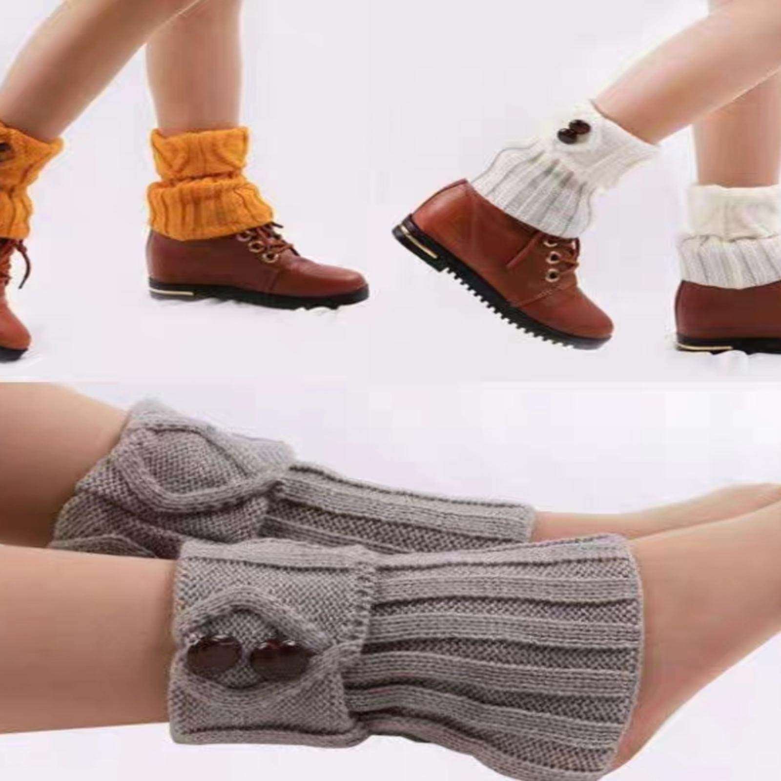 针织脚套女毛线保暖腿套翻口纽扣靴套护腿袜套护脚腕护腕护踝脚踝