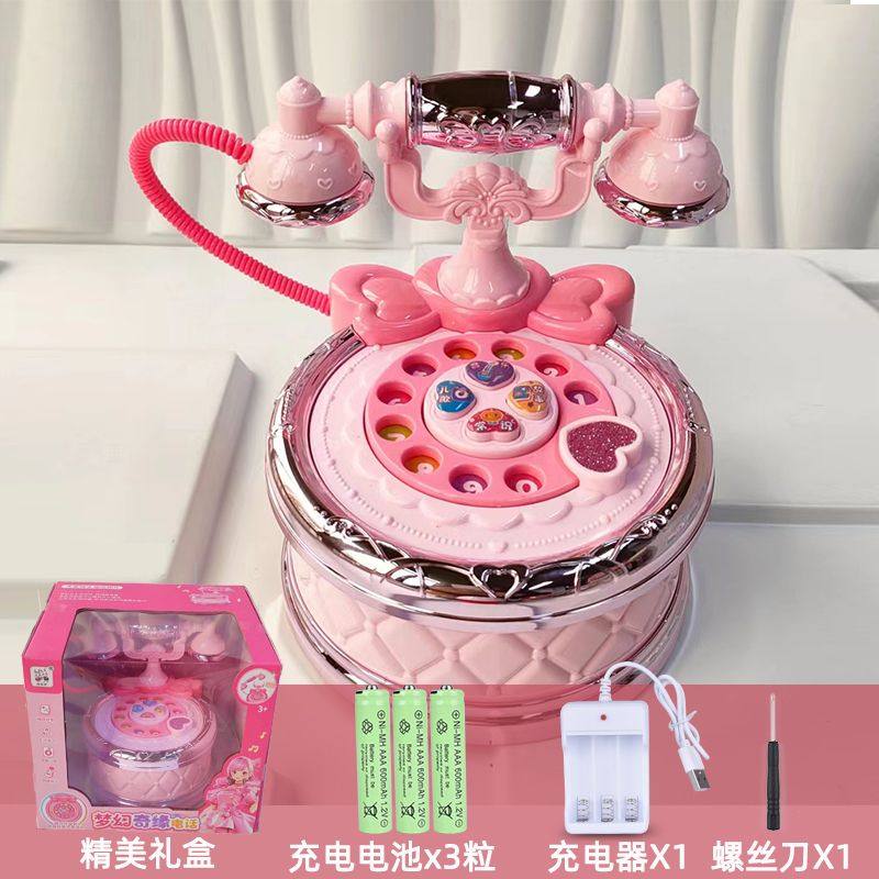 新款仿真儿童电话机转盘式复古电话故事常识儿歌音乐女过家家玩具