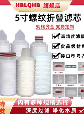 5寸折叠滤芯215 222 226螺纹翅片空气呼吸过滤器液体净化滤芯配件