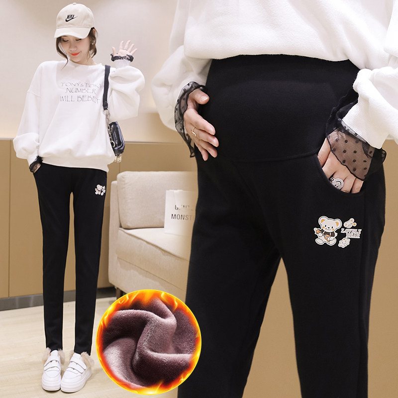 孕妇裤子冬季孕妇打底裤加绒加厚秋冬外穿长裤棉裤托腹保暖裤冬装