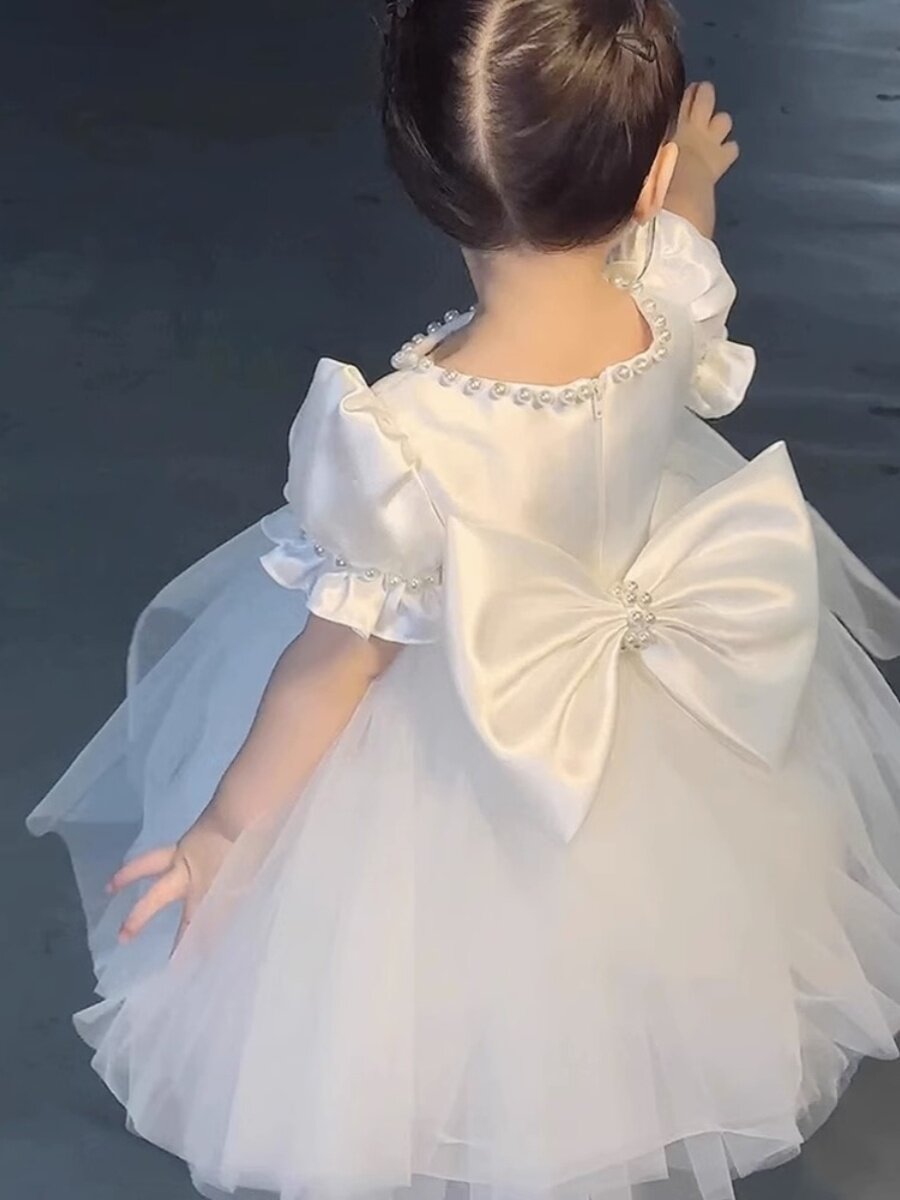 꽃 소녀 결혼식 어린 소녀 이브닝 드레스 가벼운 럭셔리 틈새 고급 어린이 한 살짜리 소녀 생일 공주 드레스 유행