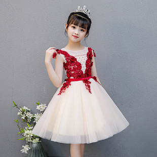 花童小女孩洋气礼服蓬蓬纱公主裙儿童生日走秀钢琴演出礼服合唱服
