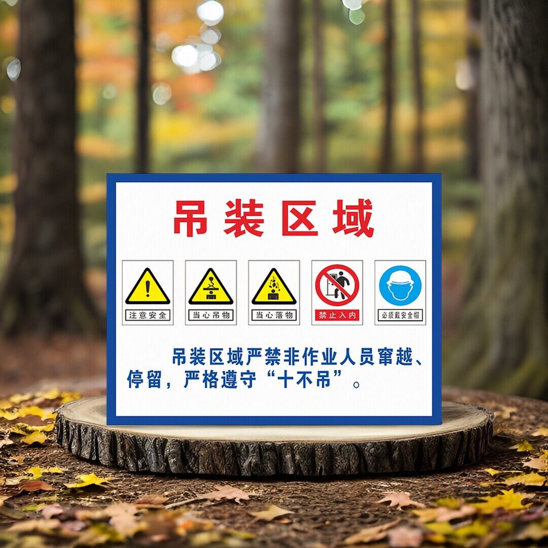 十不吊安全警示牌吊装区域起重臂下禁止停留严禁站人注意安全起重机