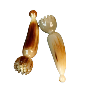 牛角莲蓬眼部拨筋棒头部经络梳按摩棒脸部专用面部刮痧天然点穴板