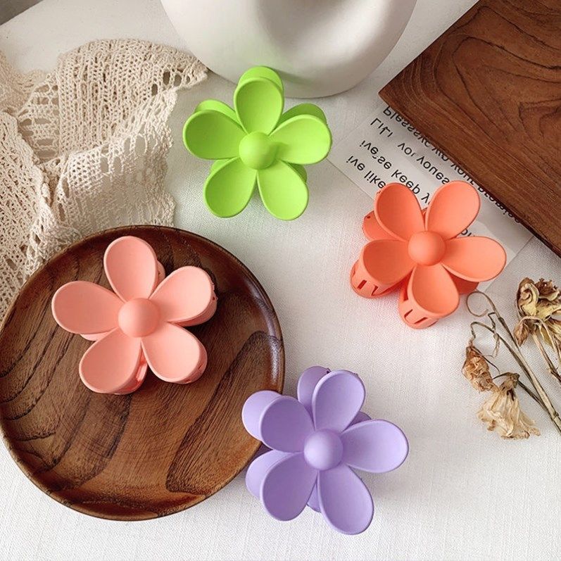 韩版糖果色花朵网红抓夹大号甜美清新发夹后脑勺鲨鱼盘发发卡