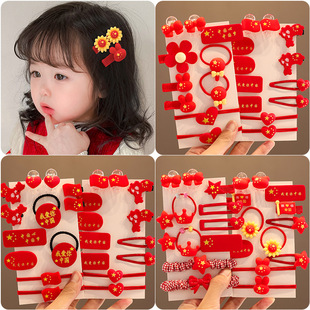 国庆节发夹红旗鸭嘴夹星星儿童可爱刘海夹侧边夹国庆宝宝节日发饰