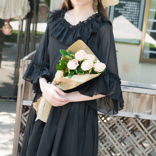 极速lolita内搭雪纺衫女夏薄款C日系软妹学生洛丽塔内衬一字肩打