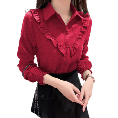 赞苑旗舰店荷叶边泡泡袖上衣