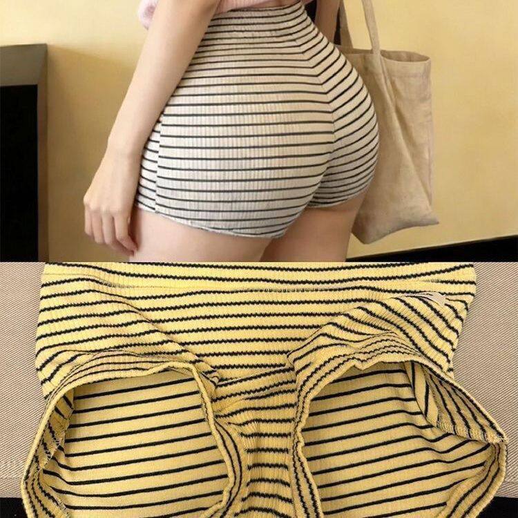 复古美式条纹内裤女纯棉