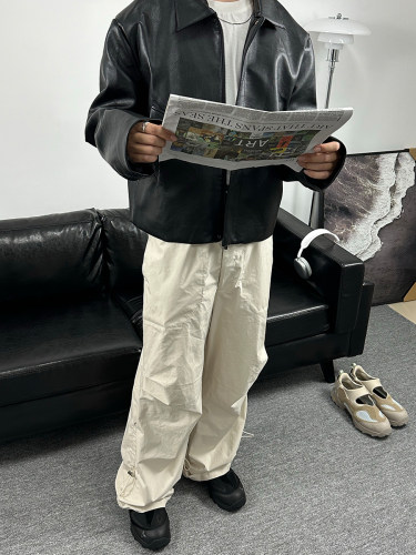 Vujade006机车真皮衣短款休闲通勤夹克CleanFit外套Kenijima同款