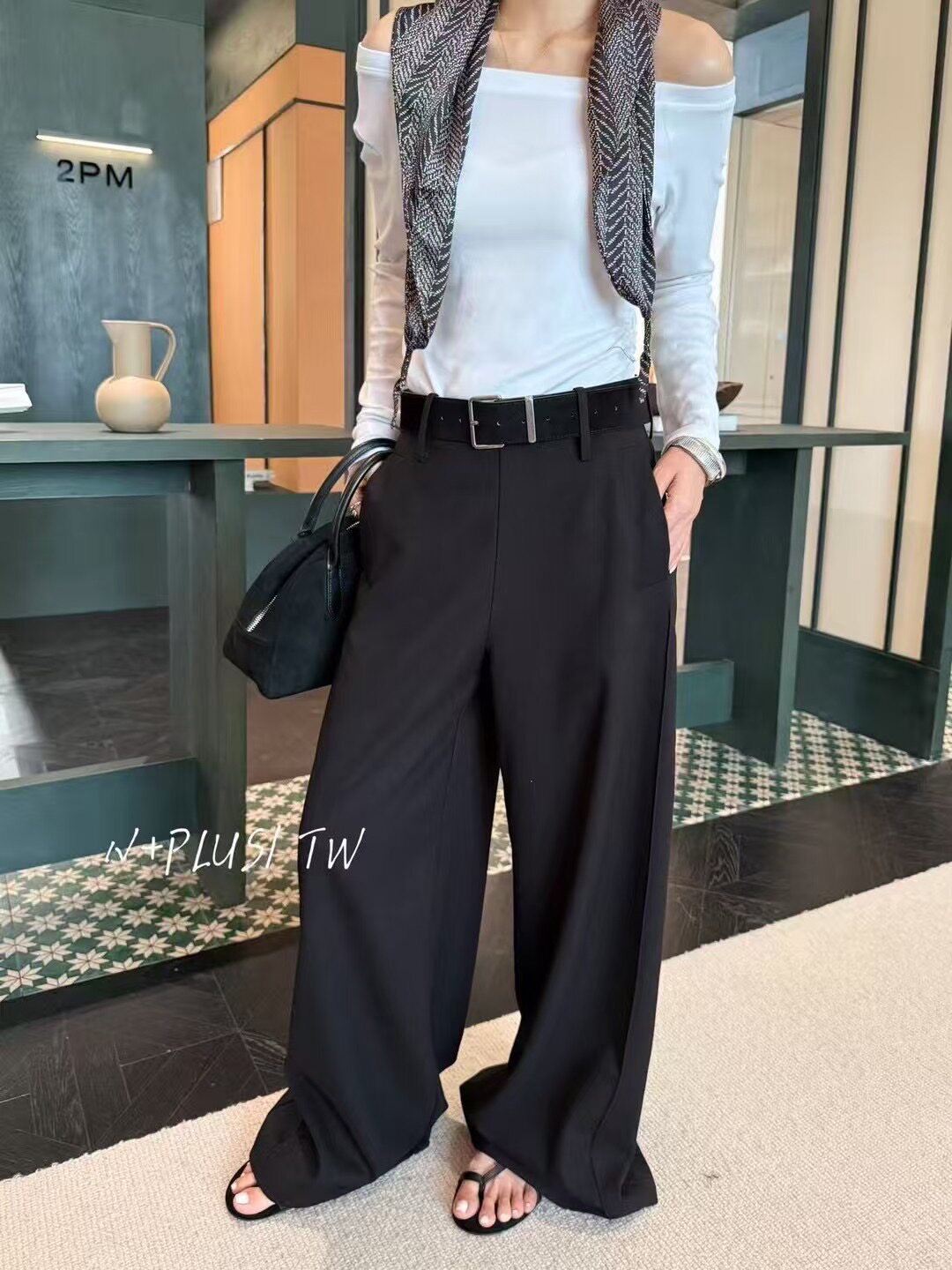 N+PLUS高腰显瘦宽松阔腿休闲西裤女25秋季时尚百搭直筒拖地裤9110