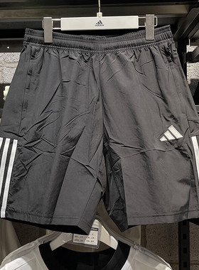 阿迪达斯男裤休闲裤梭织透气宽松五分裤跑步运动舒适短裤 HI4710