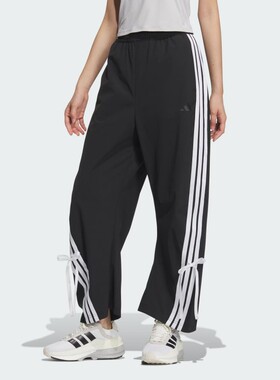 adidas阿迪达斯女子日常百搭阔腿直筒宽松抽绳运动休闲长裤JY7666