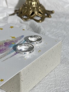 Bell定制/宽面流星情侣对戒s925纯银闭口指环纪念日礼物送女友