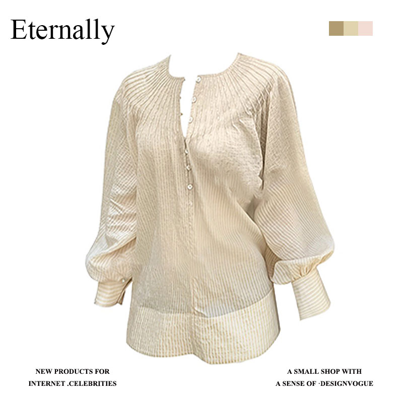 Eternally   柔雾杏 圆领风琴衬衫