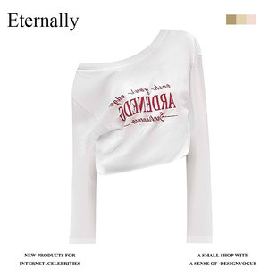上新白色斜肩T恤上衣 Eternally