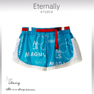Eternally move新款夏季撞色拼接慢跑短裤运动休闲裤子女