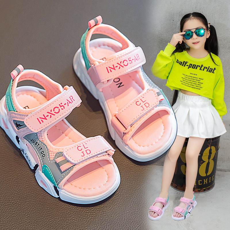 儿童凉鞋女2020年夏季新款小女孩学生时尚ins运动凉鞋中大童软底