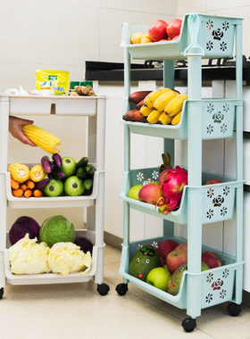 厨房置物架落地多层果蔬放菜篮子客厅卧室零食小推车书架收纳架子