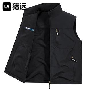 猎远冬季 拉链多口袋加绒保暖马甲双面穿驾驶出行必备钓鱼马甲 男士