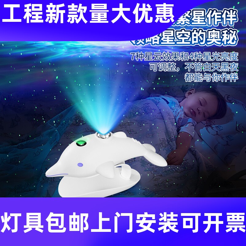 新款新品创意海豚星空投影灯满天星卧室投影灯氛围儿童礼品小工厂