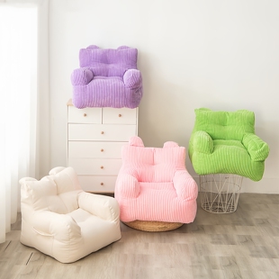 懒人沙发休闲灯芯绒纯色无异味可爱迷你儿童单人座椅小宝宝沙发套