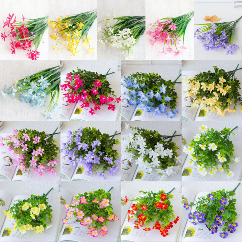 单支假花仿真花束塑料花小束把花玫瑰绢布花干花家居摆设田园装饰