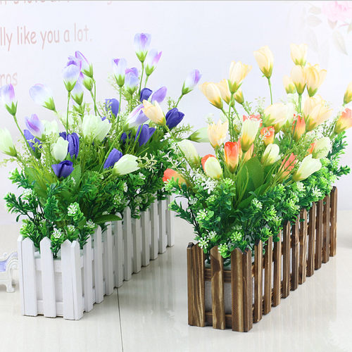 木栅栏套装花艺盆栽仿真干花套装饰假花绢花客厅餐桌摆设摆放花卉 - 封面