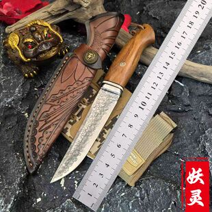 VG10夹钢大马士革钢户野外露营便携锻打高硬度剔骨手把小水果刀具