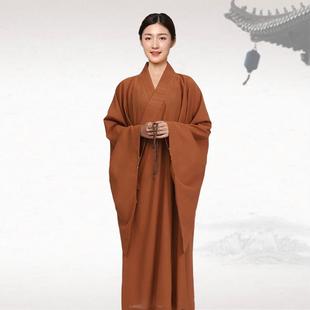 新高档海青居士服女男款加肥大胸围海清僧衣僧服大褂长衫咖啡色黑