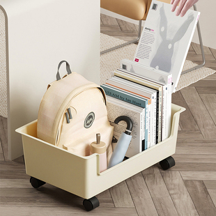 桌下书本收纳盒带滑轮书包教室用书箱装放书籍箱学生宿舍神器好物