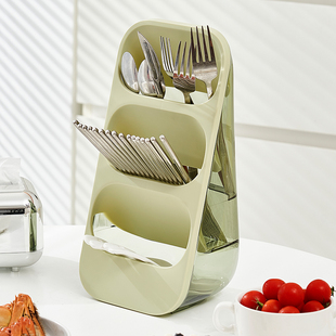 筷子收纳盒家用厨房台面多层分格沥水筷子筒放勺子的置物架筷子篓