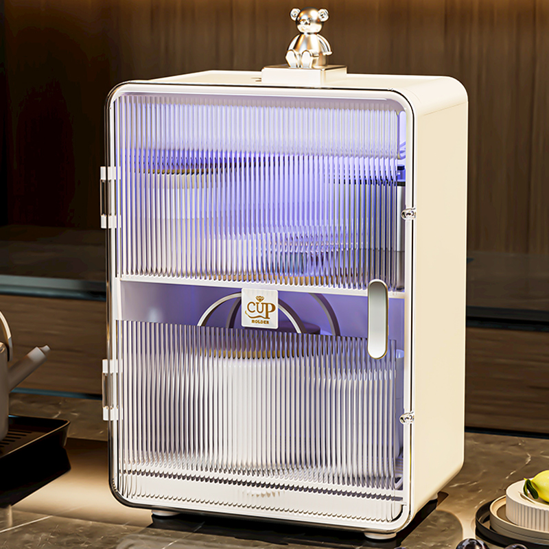 杯子收纳置物架家用紫外线消毒碗柜桌面防尘厨房餐具客厅茶具杯架