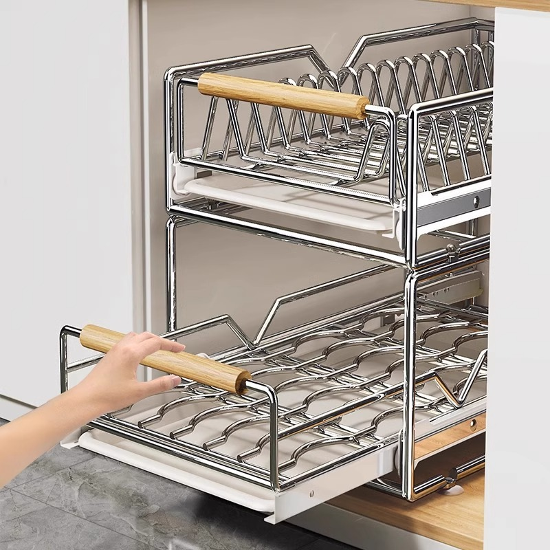 碗碟收纳架厨房橱柜内置物架