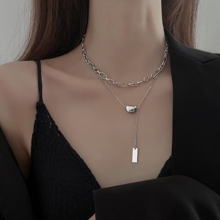 多层钛钢项链女不掉色太钢颈链高级感双层叠戴锁骨链甜酷韩版潮夏图片