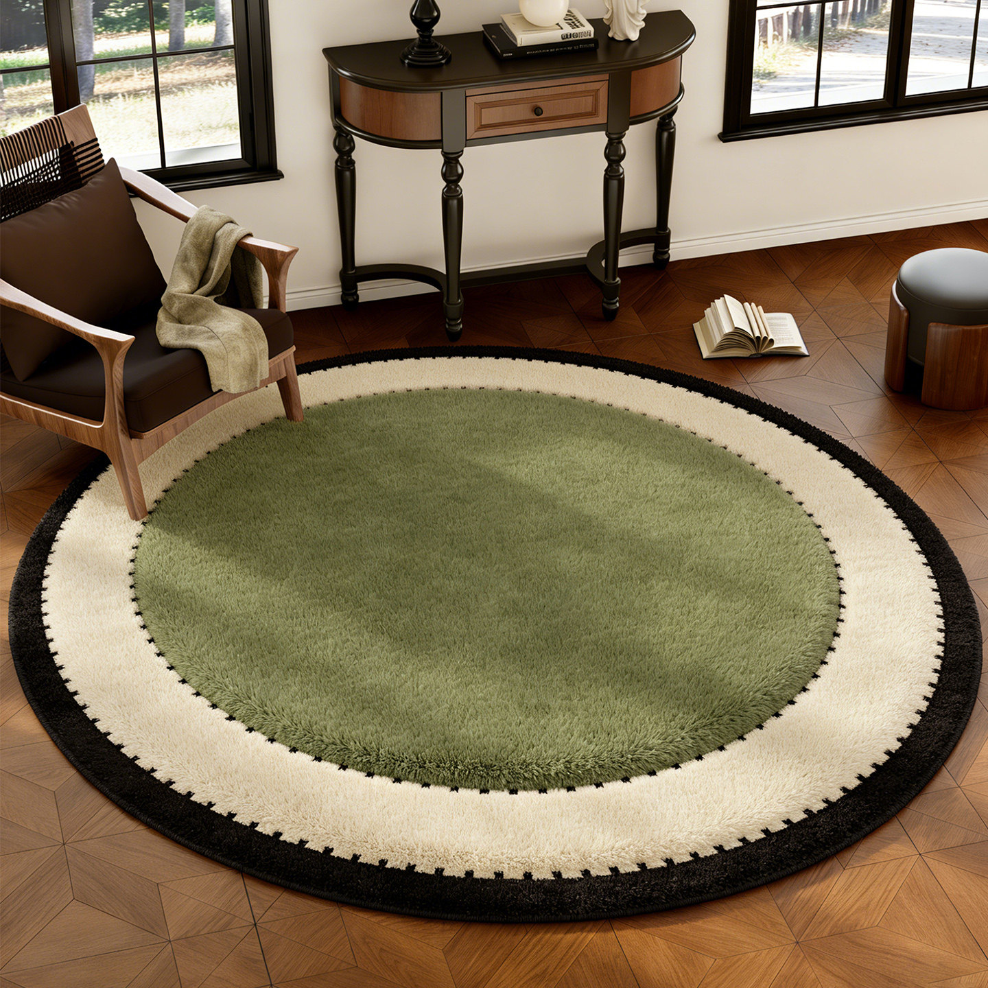 圆形地毯客厅法式中古风高级感卧室床边书房摇椅地垫复古防滑耐脏,居家布艺,地毯,淘宝优惠券,粉丝福利购,淘宝优惠卷