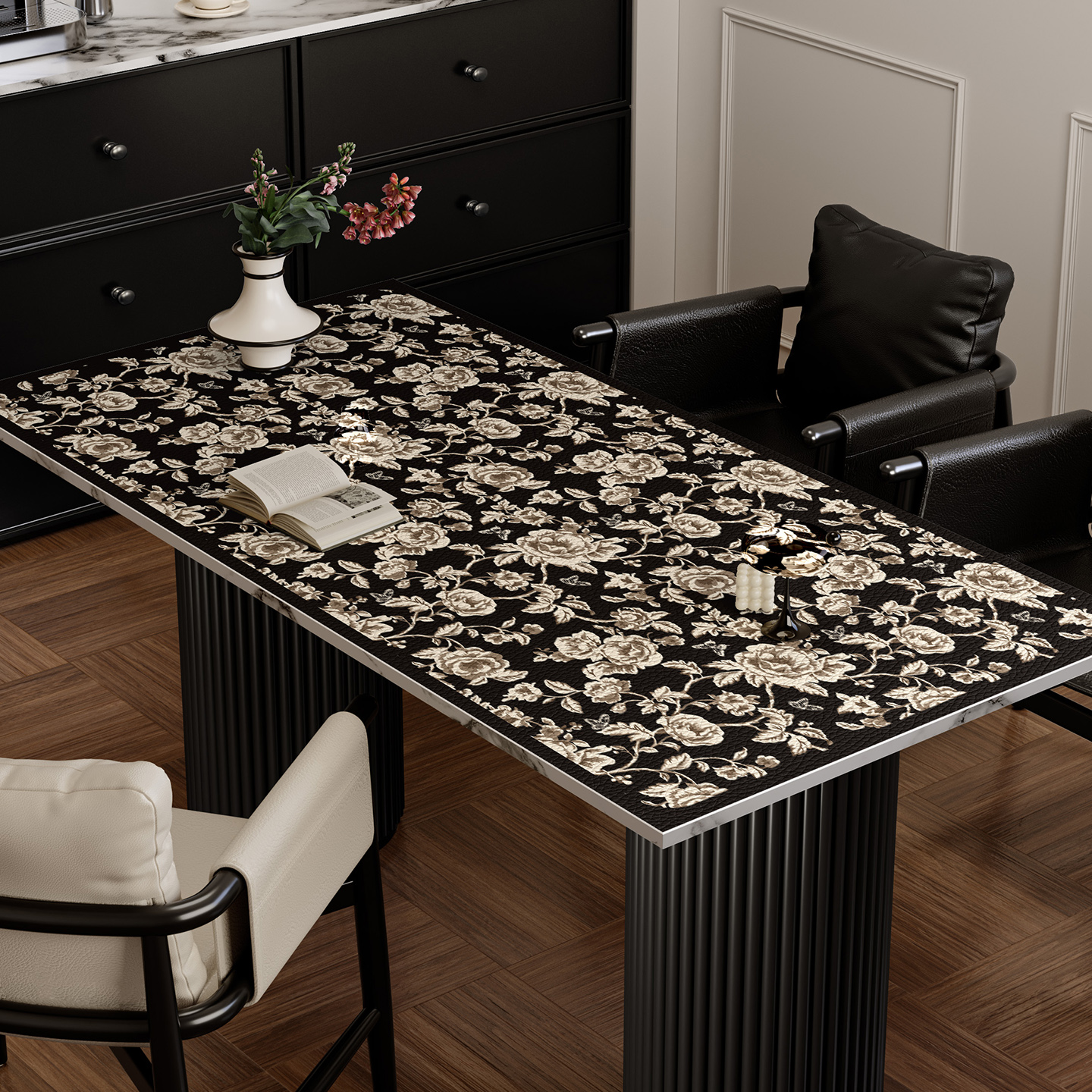 法式复古风餐桌垫轻奢防水防油桌布2025新款免洗防烫桌面保护垫子