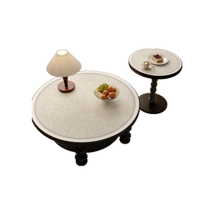 小茶几圆桌桌布美式高级感轻奢防水防油氛围感免洗皮革圆形桌垫