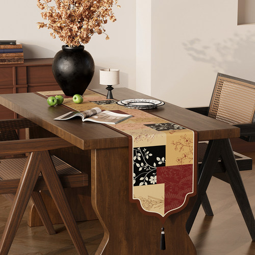 中古风桌旗轻奢高端茶几餐桌长条桌布棉麻布艺电视柜斗柜盖布装饰