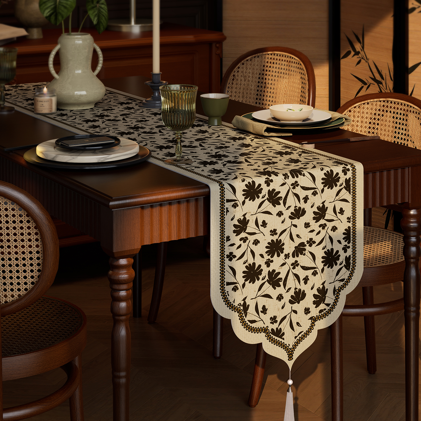 中古风桌旗轻奢高端餐桌旗布茶台茶旗桌布棉麻长条电视柜斗柜盖布