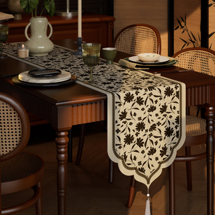 中古风桌旗轻奢高端餐桌旗布茶台茶旗桌布棉麻长条电视柜斗柜盖布