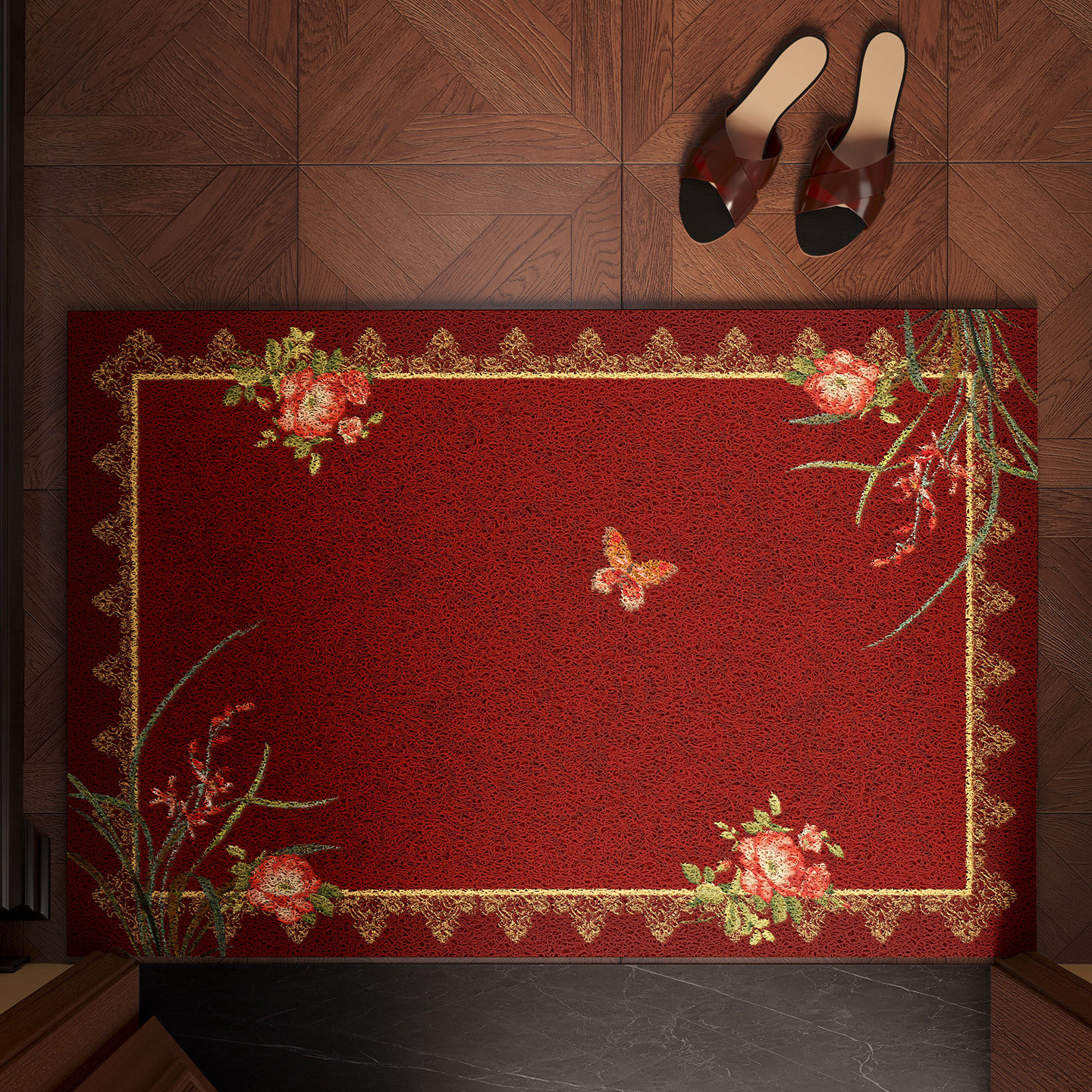 入户门地垫红色喜庆pvc皮革脚垫可擦免洗2026新款门口防滑地毯垫,居家布艺,入户地垫,淘宝优惠券,粉丝福利购,淘宝优惠卷