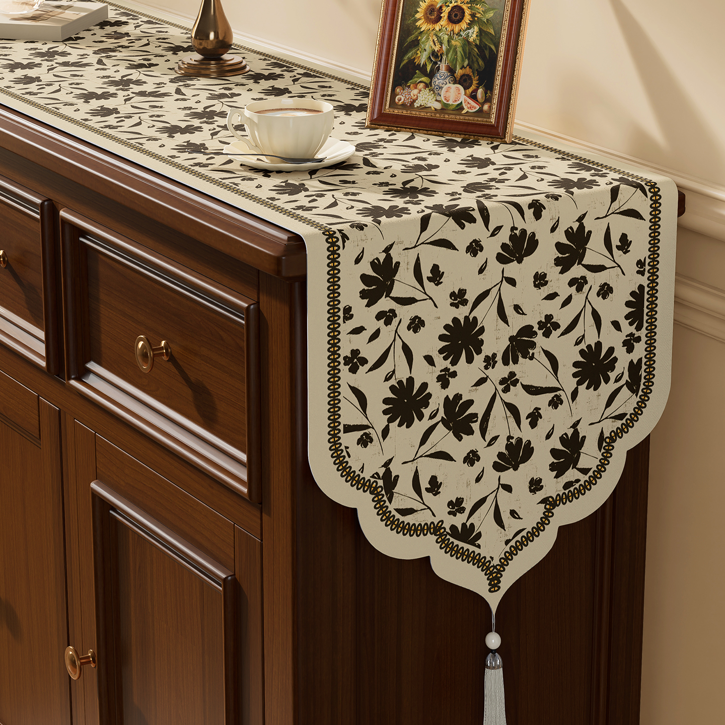 欧式轻奢高级感桌旗餐边柜长条装饰旗布餐桌茶几斗柜台面盖布桌布