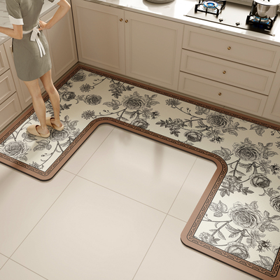 厨房专用地垫凹形硅藻泥吸水吸油地毯垫2025新款U型转角防滑脚垫