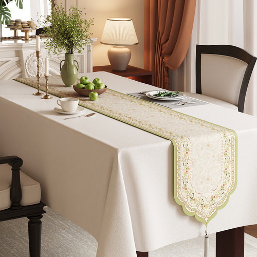 法式桌旗异形轻奢高端餐桌旗布茶台桌布棉麻长条电视柜斗柜盖布