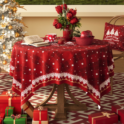 圣诞桌布防水防油免洗红色氛围感布置装饰高级感茶几圣诞节餐桌布
