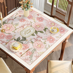 美式餐桌垫免洗防水正方形pvc高级感八仙桌四方桌皮革桌布保护垫