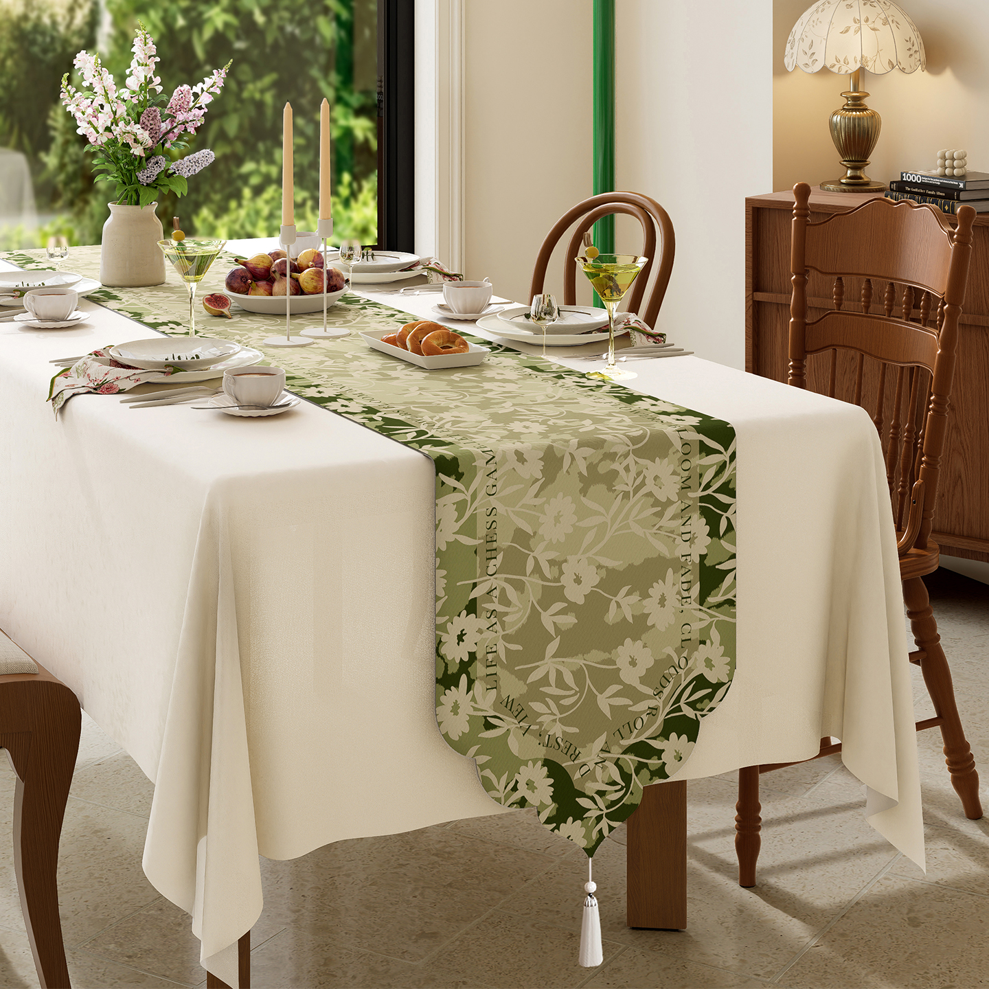法式田园风桌旗茶席长条茶桌垫布轻奢高端餐桌旗布茶台茶几盖布