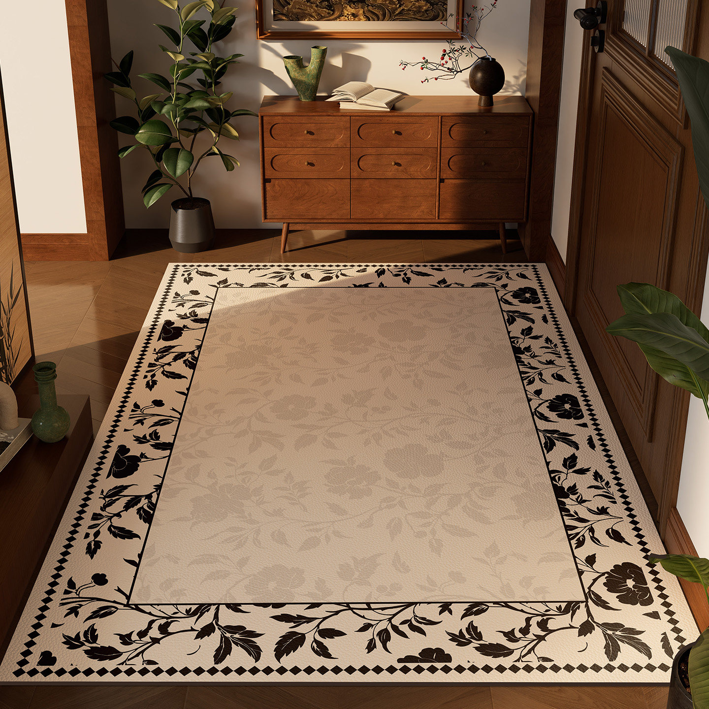 中古风入户门地垫pvc可擦免洗耐脏防滑高级感地毯家用玄关脚垫子,居家布艺,入户地垫,淘宝优惠券,粉丝福利购,淘宝优惠卷